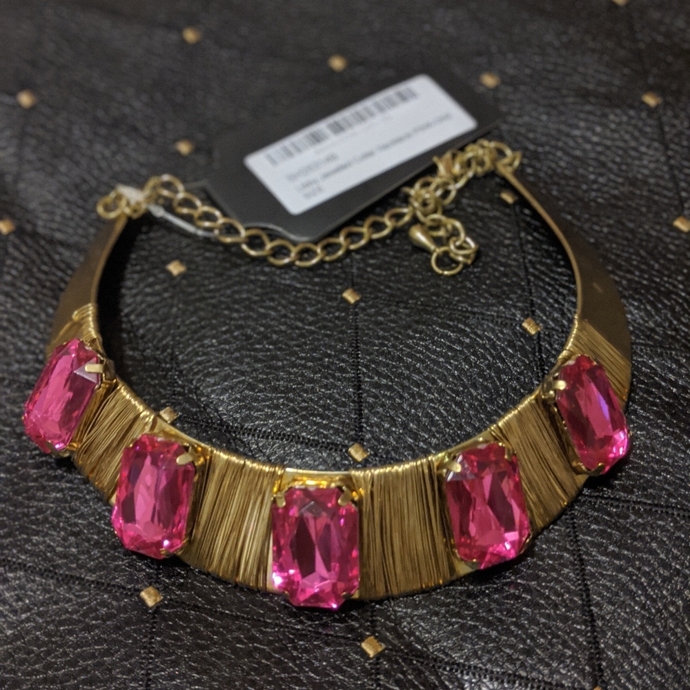Pink Jewel Choker Cuff Necklace